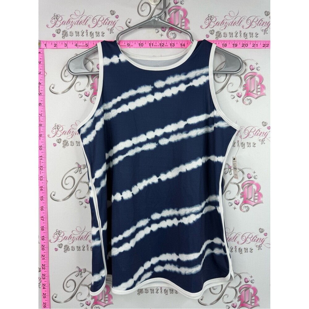 Talbots tank top UPF 59 sun protection Navy & White Tie-Dye Athletic Tank Top